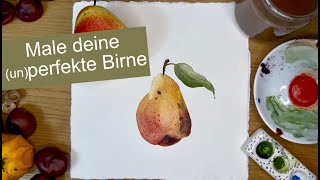 So malst du eine detaillierte Birne mit Aquarell aquarell malen birne [upl. by Ingram]