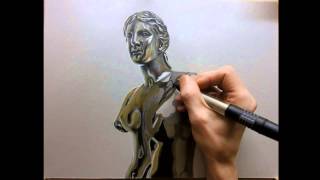 drawing time lapse  hyperrealistic art  how to draw bronze greek statue [upl. by Eddina789]