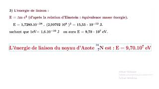 Energie de liaison de latome dazote [upl. by Amathist]