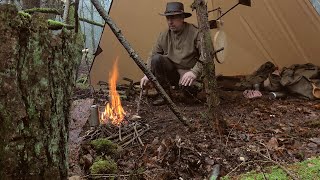 Bushcraft Solo Overnighter  Plough Point Tarp Wild Camping [upl. by Teryn]