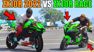 GTA 5  NEW KAWASAKI ZX10R VS OLD KAWASAKI ZX10R DRAG RACE ON HIGHWAY OMG [upl. by Kaye220]