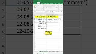 Convert date into a Month Name using Excel TEXT Function ytshorts excel shortsvideo [upl. by Nnylacissej16]