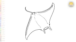 Manta ray easy drawing  Fish drawing tutorial  How to draw Manta ray step by step  artjanag [upl. by Chamberlin]