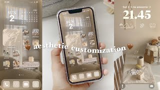 iOS16 Aesthetic Beige Home Screen Customization  widgetsmith tutorial✨ [upl. by Akkimat851]