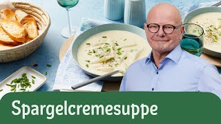 Spargelcremesuppe  REWE Deine Küche [upl. by Atteuqcaj689]