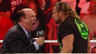 Paul Heyman accepts Triple Hs SummerSlam challenge Raw July 23 2012 [upl. by Aidole]