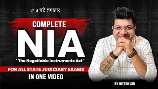 NI Act  Negotiable Instruments Act 1881 In One Shot  Judiciary Exams  With Nitesh Sir Alec [upl. by Bergren]