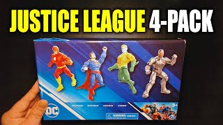 Justice League 4Pack The Flash Superman Aquaman Cyborg DC Superheroes Comics Multiverse Spin Master [upl. by Orozco]