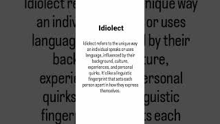 Idiolect linguistics sociolinguistics dialectics dialect english [upl. by Nnav]