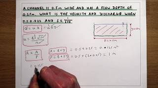 Manning’s equation to calculate velocity and discharge for a rectangular open channel [upl. by Wilfrid76]