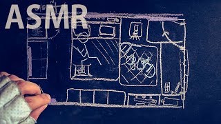 ASMR Chalk on BLACKBOARD 2  ENGLISH amp FRENCH Soft Spoken [upl. by Dorothi]