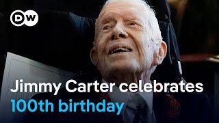 Former US president Jimmy Carter celebrates 100th birthday  DW News [upl. by Nonnahs137]