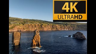 Sao Miguel Azores  Mosteiros  Sea Stacks  Aerial 4K Views [upl. by Dlorad998]