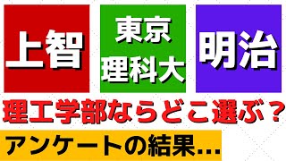 明治大学上智大学東京理科大学の難易度と序列。理工学部の偏差値と人気調査【2022年】 [upl. by Malda]