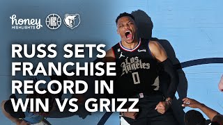 Russell Westbrook Sets Franchise Record In Win vs Grizzlies  LA Clippers [upl. by Rutter]