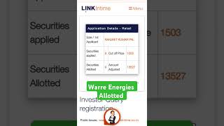 Warre Energy Ipo Allotted 💥💥 stockmarket [upl. by Ahsas]