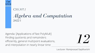 CSS3071 Algebra and Computation  Lecture 12 [upl. by Mariel]