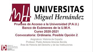 Historia de España junio 2021 Ordinaria Posible opción 2 Siglo XX [upl. by Llenehc805]