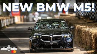 New hybrid BMW M5 makes WORLD DEBUT on Goodwood Hill [upl. by Nnahtebazile]