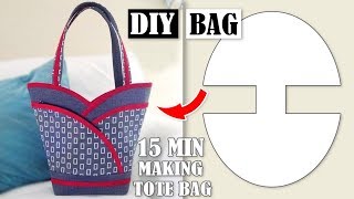 DIY MOST POPULAR DESIGN HANDBAG TUTORIAL  Tote Bag In 10 Min Sewing Easy Step by Step [upl. by Indys]