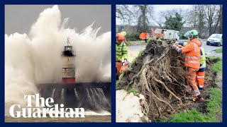 Storm Eunice planes struggle and roofs are ripped off as millions face disruption [upl. by Orten]