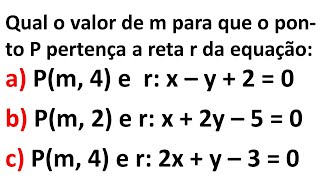 Aula 2  Qual o valor de m para que o ponto P pertença a reta r da equação [upl. by Giovanni]