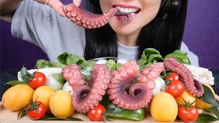 OCTOPUS  SEAFOOD SAUCE ASMR EATING SOUNDS LIGHT WHISPES  SASASMR [upl. by Anom949]