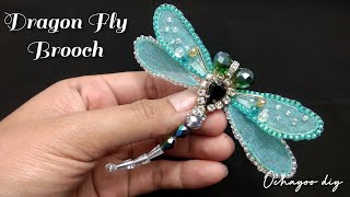 Dragonfly brooch jewelry making tutorials for beginners bead embroidery [upl. by Herb]