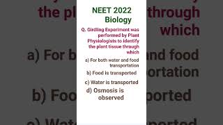 Girdling Experiment NEET Shortsbiology [upl. by Airamak]