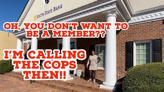 Bank manager calls cops after inviting me inside🤣🤣🤦‍♂️Then the cop tells me theyre quotscaredquot 🤡🤡 [upl. by Lynnett]