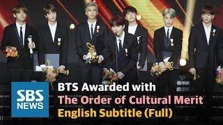 BTS quotAll this glory to ARMYsquot Awarded with the Order of Cultural Merit  English Sub Full  SBS [upl. by Nevile]