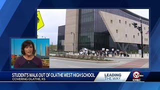 Students walk out of Olathe West High School to protest [upl. by Undry]