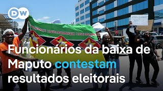 Funcionários da zona nobre da baixa de Maputo protestam contra resultados eleitorais [upl. by Prisilla]