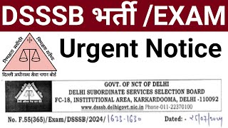 DSSSB RECRUITMENT EXAM SCHEDULE OUT ON 25 JULY 2024 [upl. by Eelyak290]