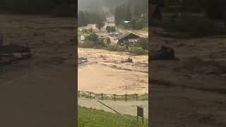 BREAKING Terrible floods due to torrential rainfalls in Cogne in the Aosta Valley northern Italy [upl. by Ries811]