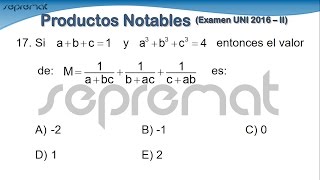 Productos Notables Pregunta 17 UNI 2016 II [upl. by Purcell]