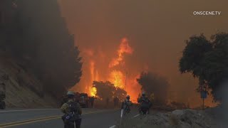 Line Fire flareups trigger evacuations [upl. by Greenberg941]