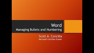 20200403  Word  Managing Bullets and Numbering Using Styles [upl. by Thad]