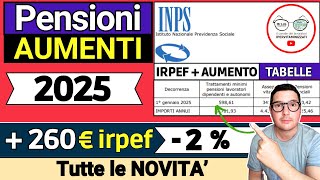 ✅ PENSIONI ➜ TUTTE LE NOVITÀ UFFICIALI 2025 ❗️ IMPORTI 260€ IRPEF RIVALUTAZIONE INPS AUMENTI QUOTE [upl. by Robb]