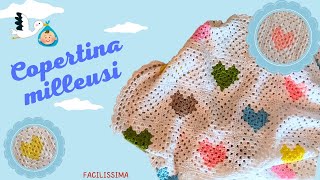 Copertina neonato uncinetto milleusi Facile e utilissima Granny square crochet baby blanket [upl. by Adnuhsed]