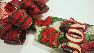 UPCYCLED CUTTING BOARD  MOD PODGE NAPKINS  CHRISTMAS CRAFTS [upl. by Elimay]