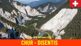 Cab Ride Chur  DisentisMustér along Switzerland’s Grand Canyon RhB train drivers view in 4K [upl. by Kristian]