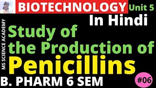 Study of the Production of PenicillinsIn HindiBiotechnology Unit 5 B Pharmacy 6 SemL6 [upl. by Hersch]