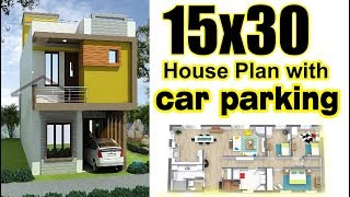 15X30 House plan with car parking  450 sq ft  2 marla house plan [upl. by Josh830]