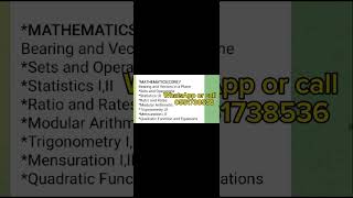 SELECTED TOPIC FOR MATHEMATICS WASSCE 2024 [upl. by Elcin]