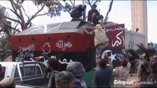 Libyan rebels unveil armoured antisniper bulldozer [upl. by Buiron]