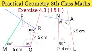 Practical Geometry 8th class Maths Exercise 43 Q1 iii  Practical Geometry Class 8 [upl. by Tacita]