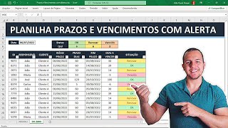 Como Fazer Planilha no Excel com Prazos e Vencimentos com Alertas  Baixar Grátis [upl. by Elnora]