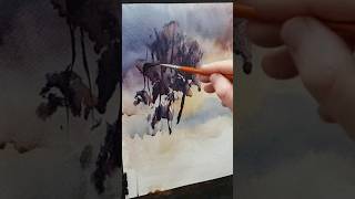 Painting trees in watercolour the easiest way painttrees art everydaywatercolor painting [upl. by Janene]