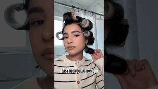 Velcro hair rollers  Easy bouncy curls blowout at home blowout hair hairstyle hairtutorial [upl. by Amity]